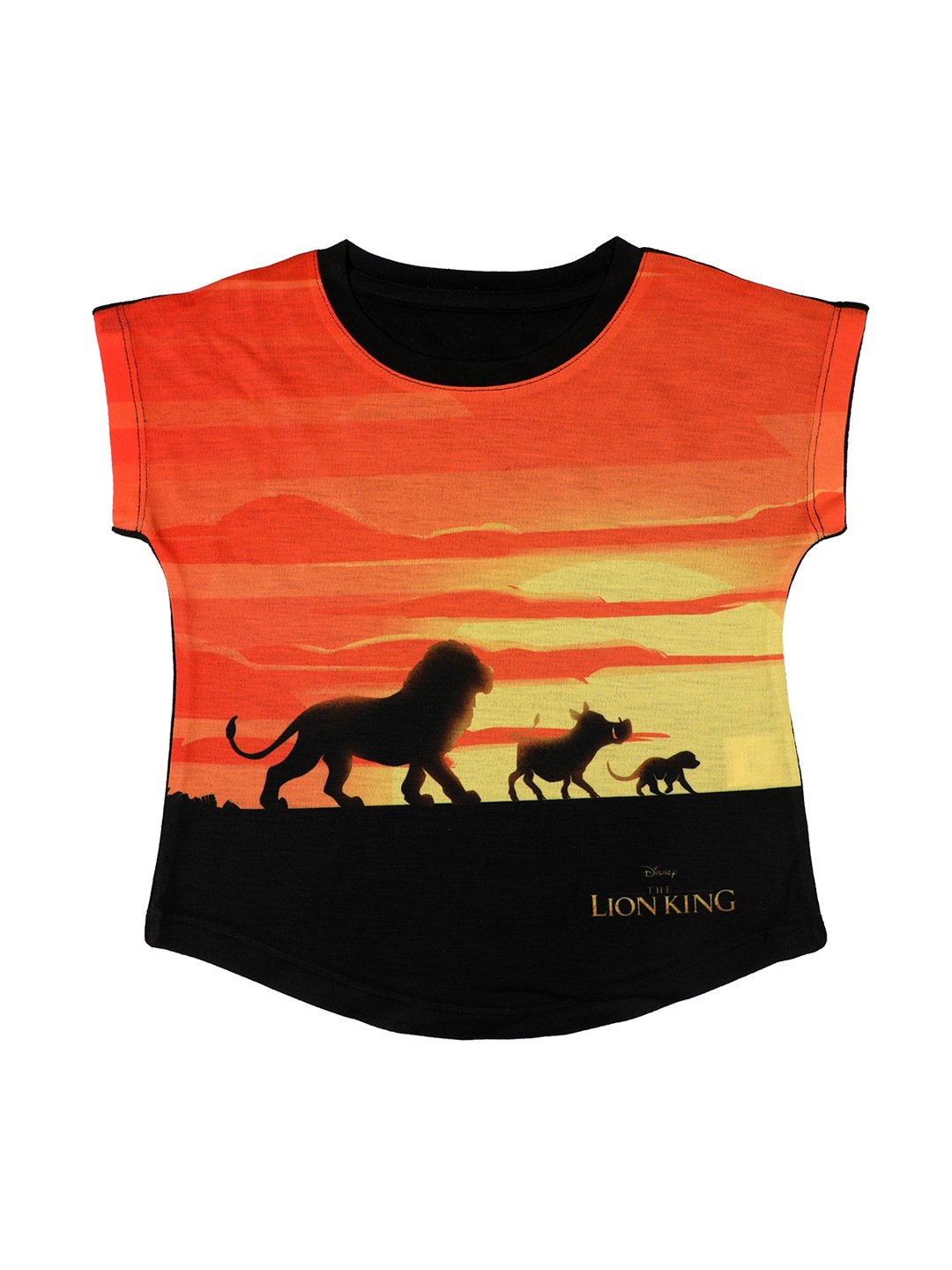 

Disney by Wear Your Mind Girls Orange & Black Printed Top