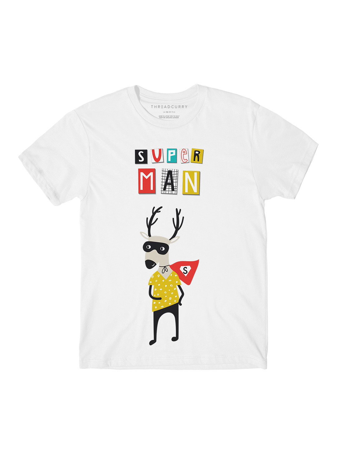 

THREADCURRY Boys White Printed Round Neck T-shirt