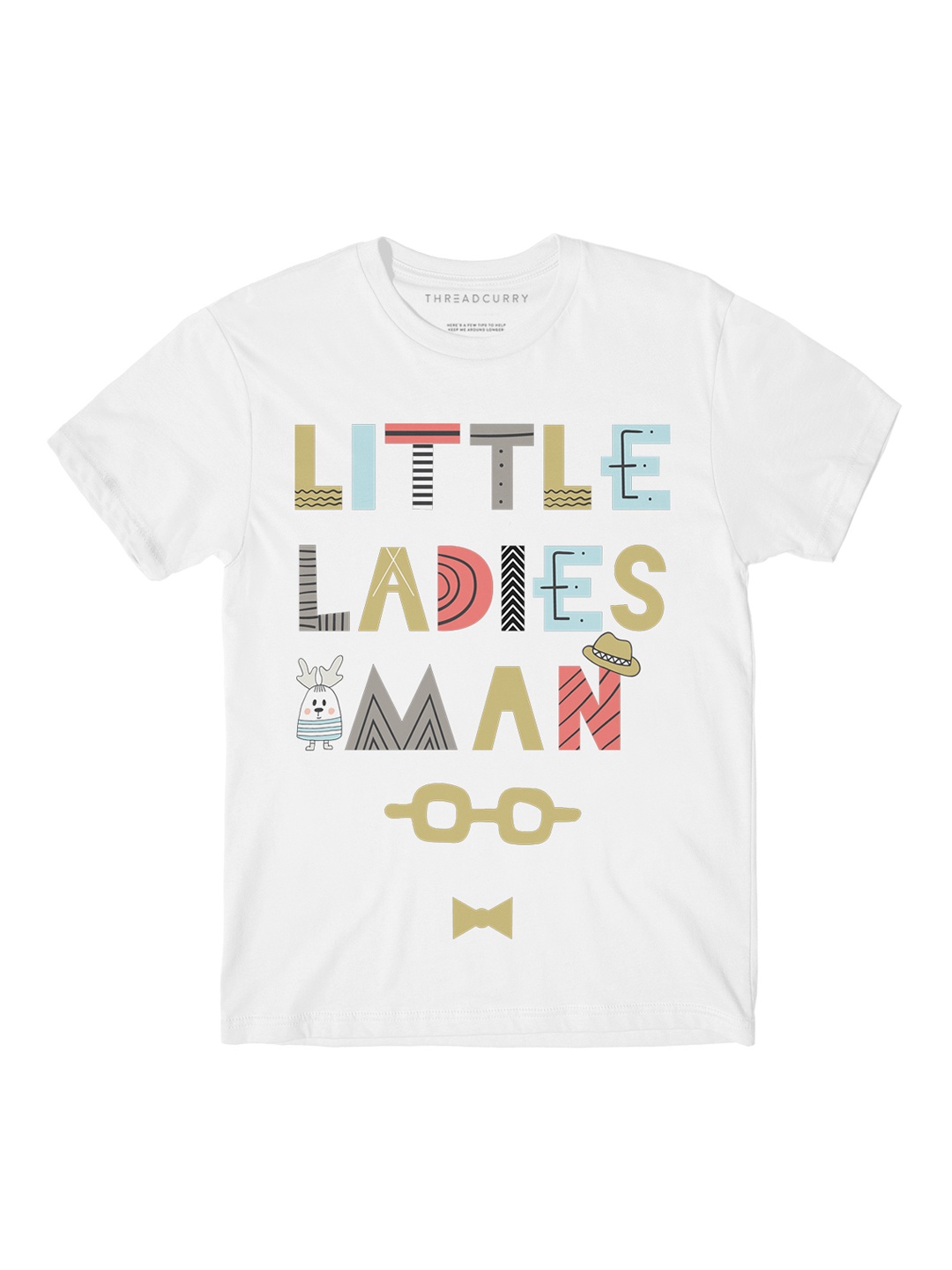 

THREADCURRY Boys White Printed Round Neck T-shirt