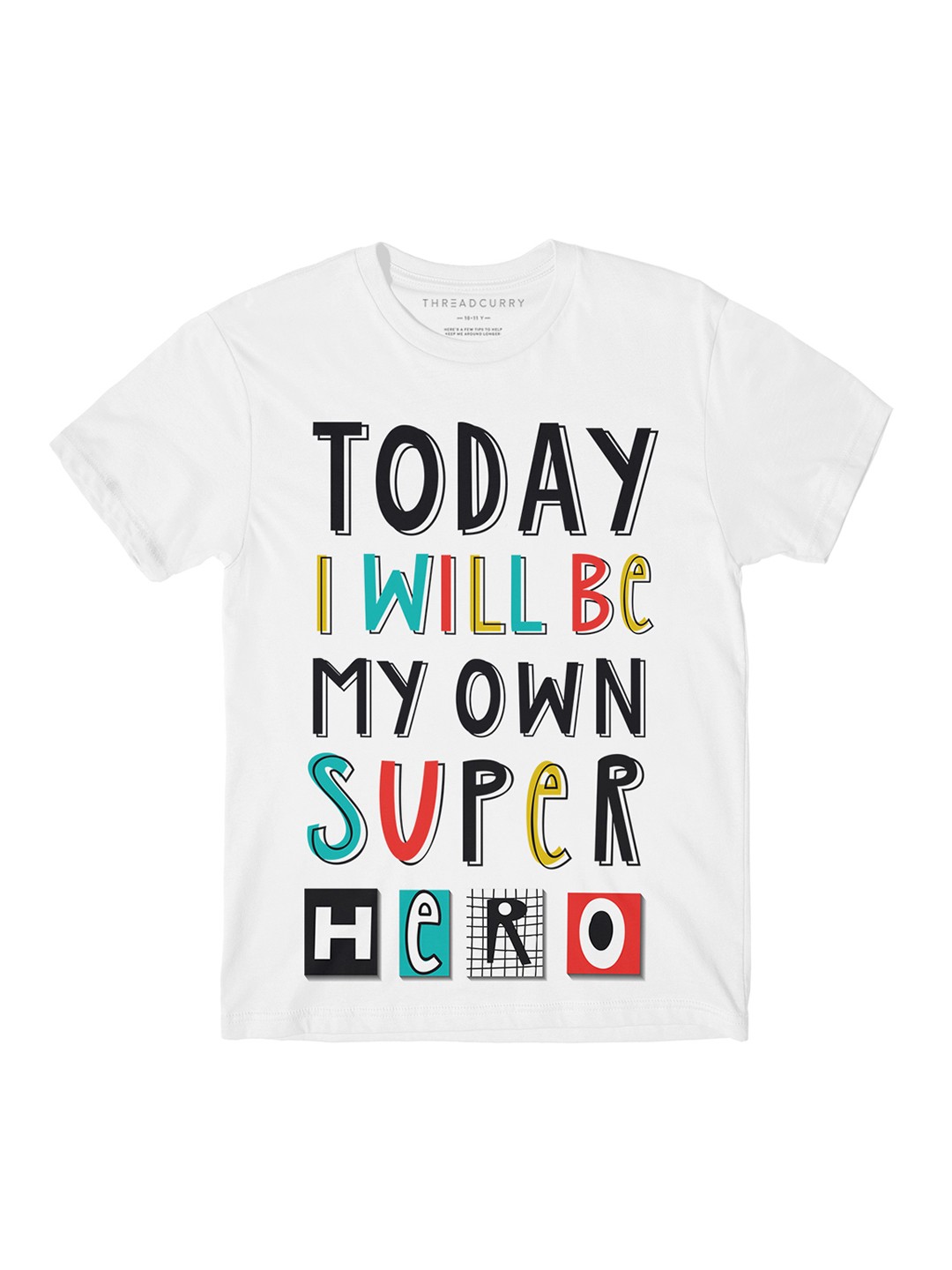 

THREADCURRY Boys White Printed Round Neck T-shirt