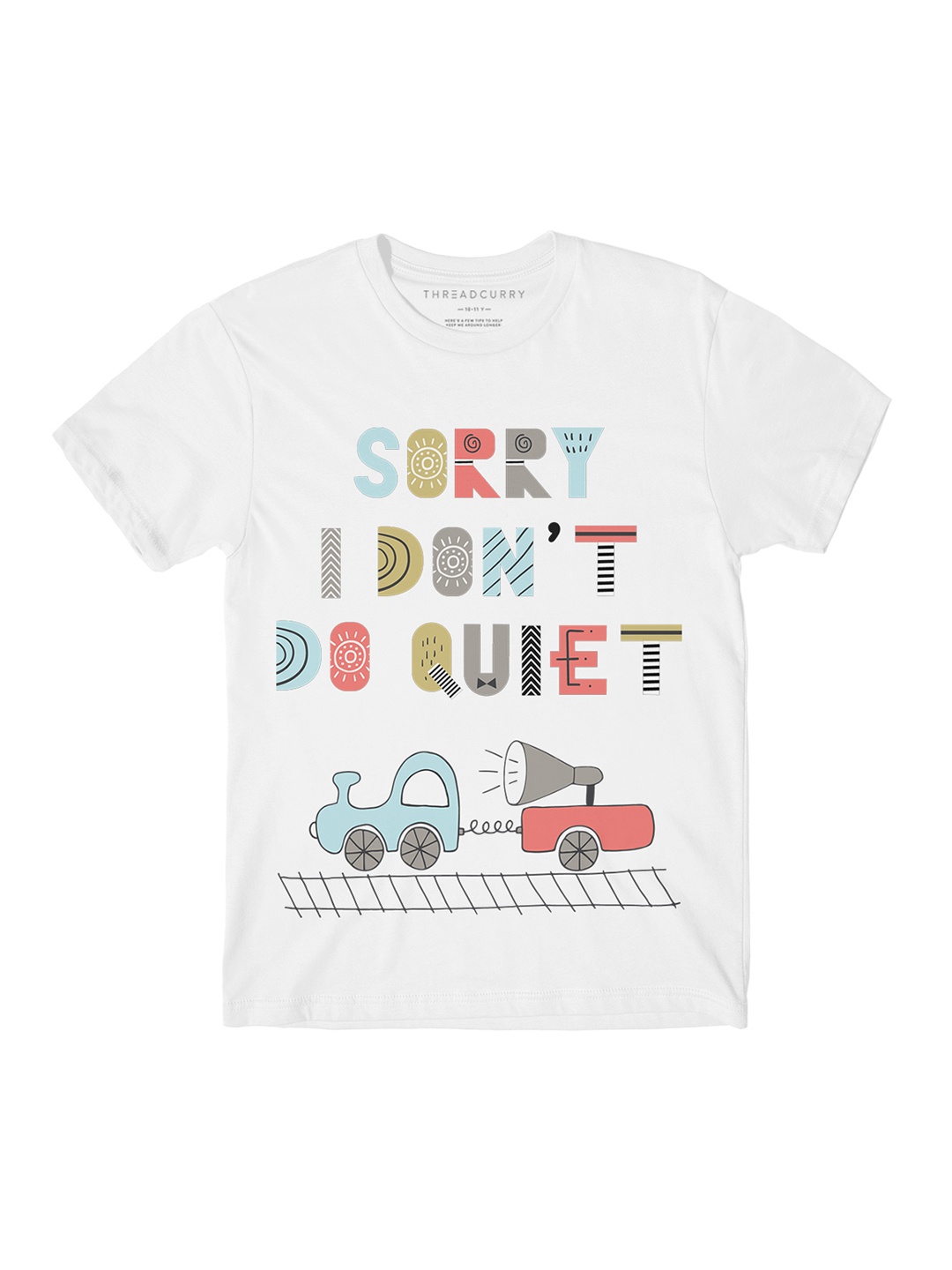 

THREADCURRY Boys White Printed Round Neck T-shirt