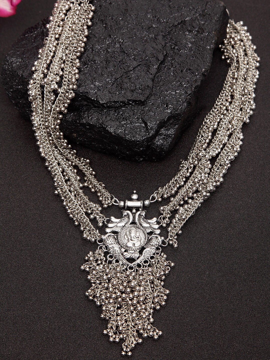 

Moedbuille Silver-Plated Handcrafted Handcrafted Temple Necklace