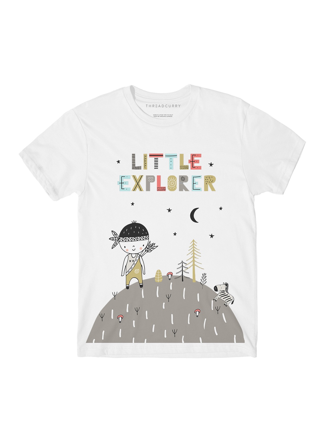 

THREADCURRY Boys White Printed Round Neck T-shirt