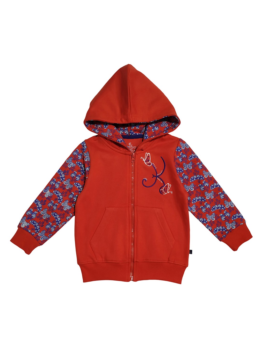 

KiddoPanti Girls Red Solid Hooded Sweatshirt