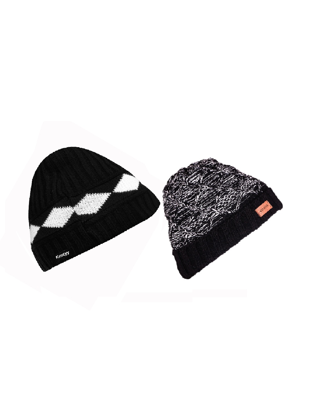 Knotyy Men Pack of 2 Beanies, Black