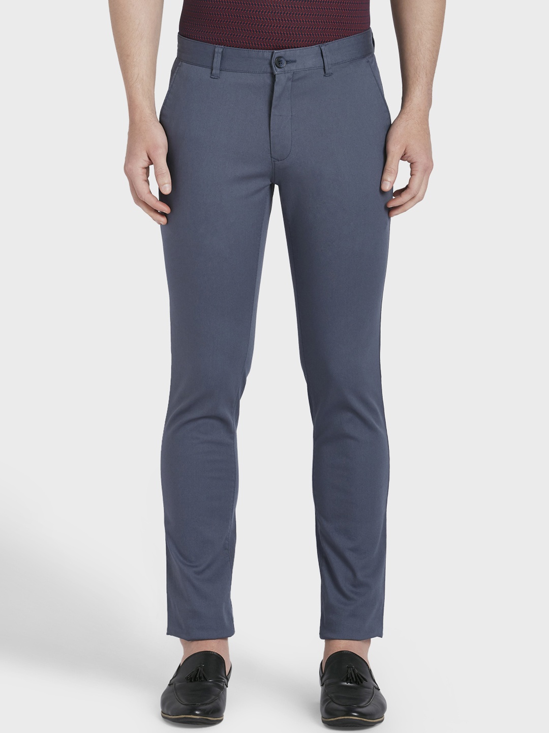 ColorPlus Men Blue Regular Fit Solid Regular Trousers
