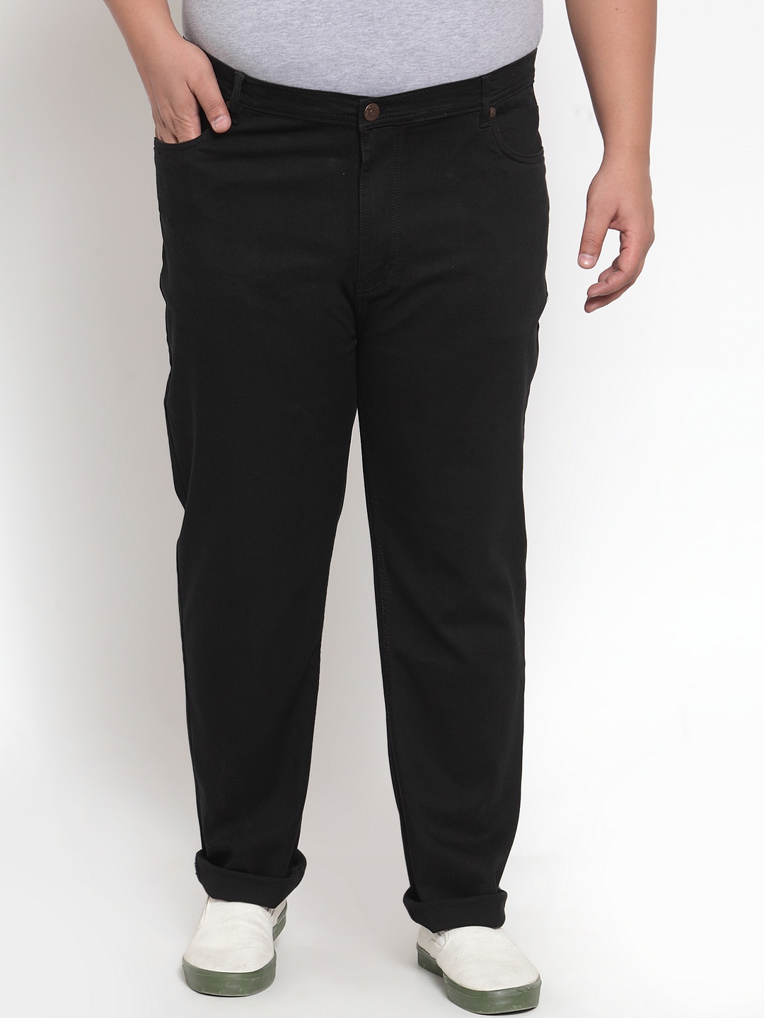 

plusS Men Black Regular Fit Mid-Rise Clean Look Jeans