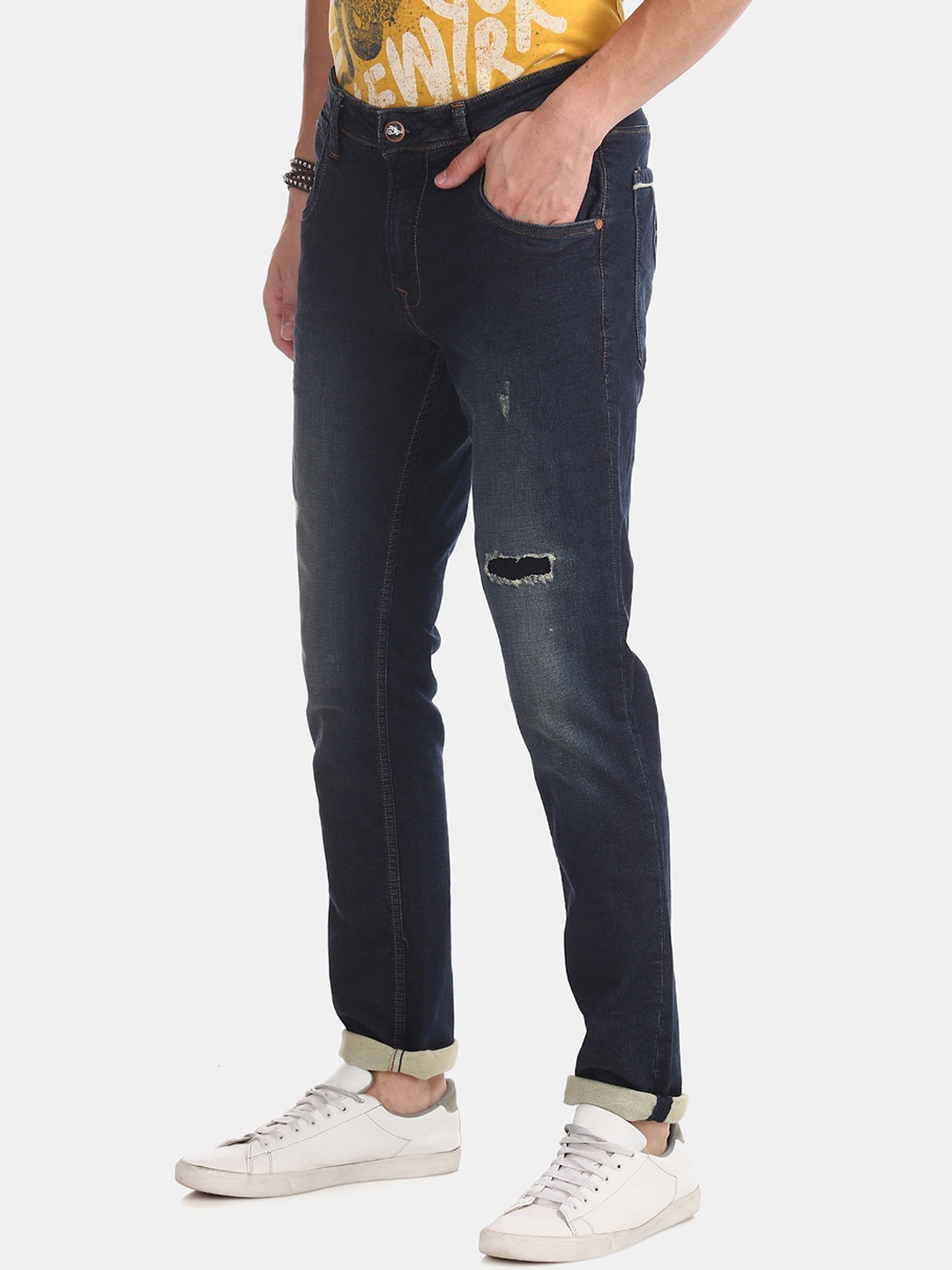 

Ed Hardy Men Navy Blue Slim Fit Mid-Rise Mildly Distressed Stretchable Jeans