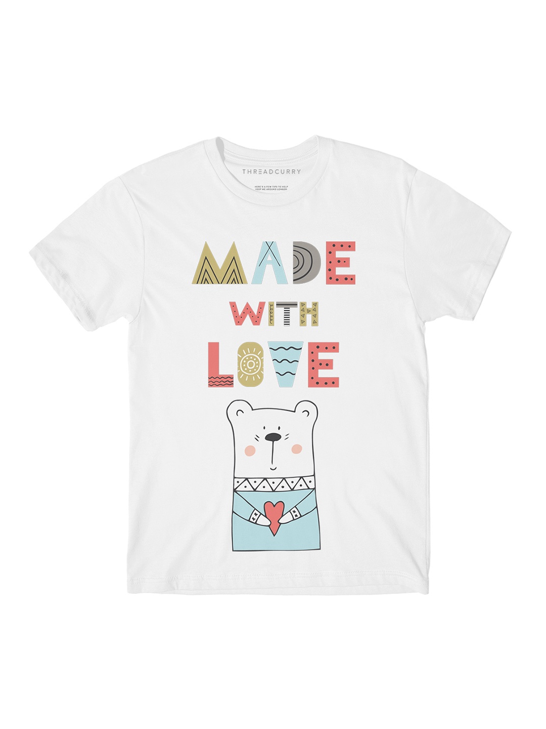 

THREADCURRY Boys White Printed Round Neck T-shirt