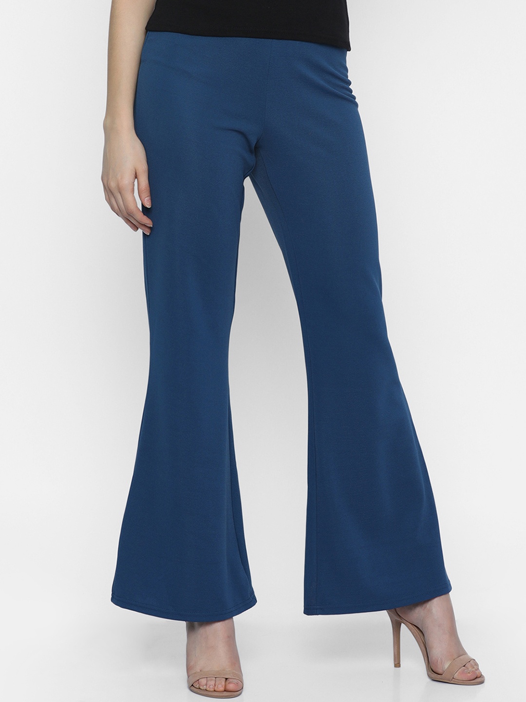 

ISU Women Teal Green Flared Solid Bootcut Trousers