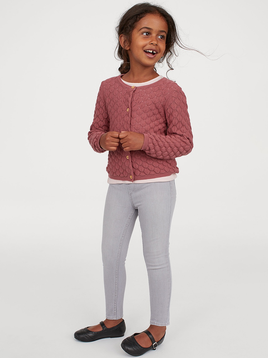 

H&M Girls Grey Solid Denim leggings