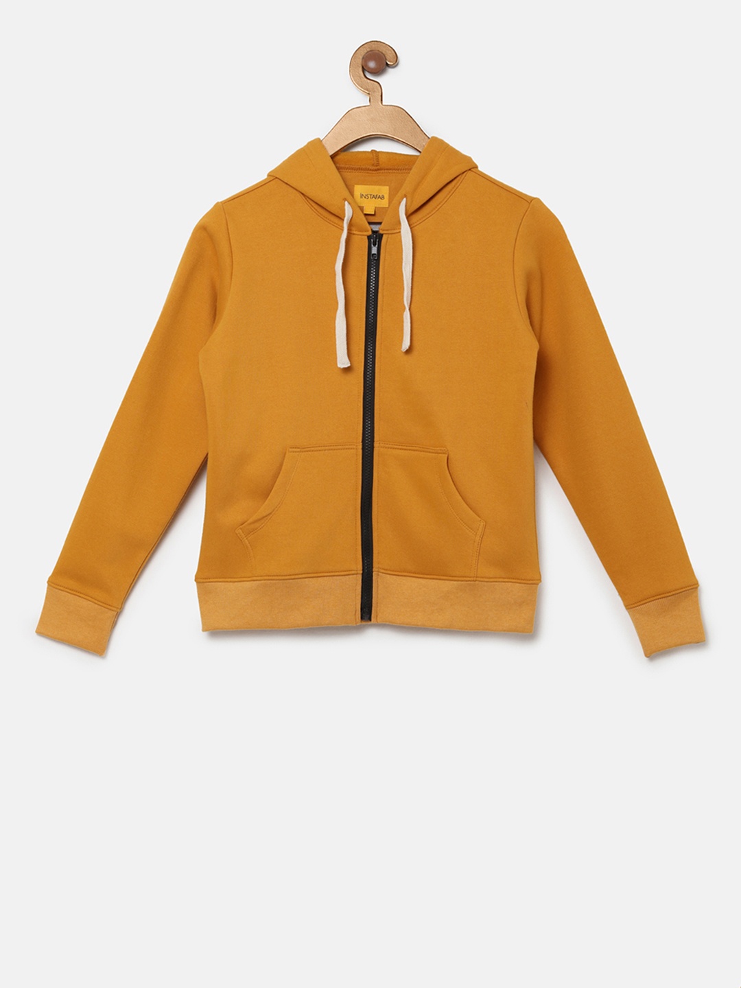 

Instafab Boys Mustard Solid Hooded Sweatshirt