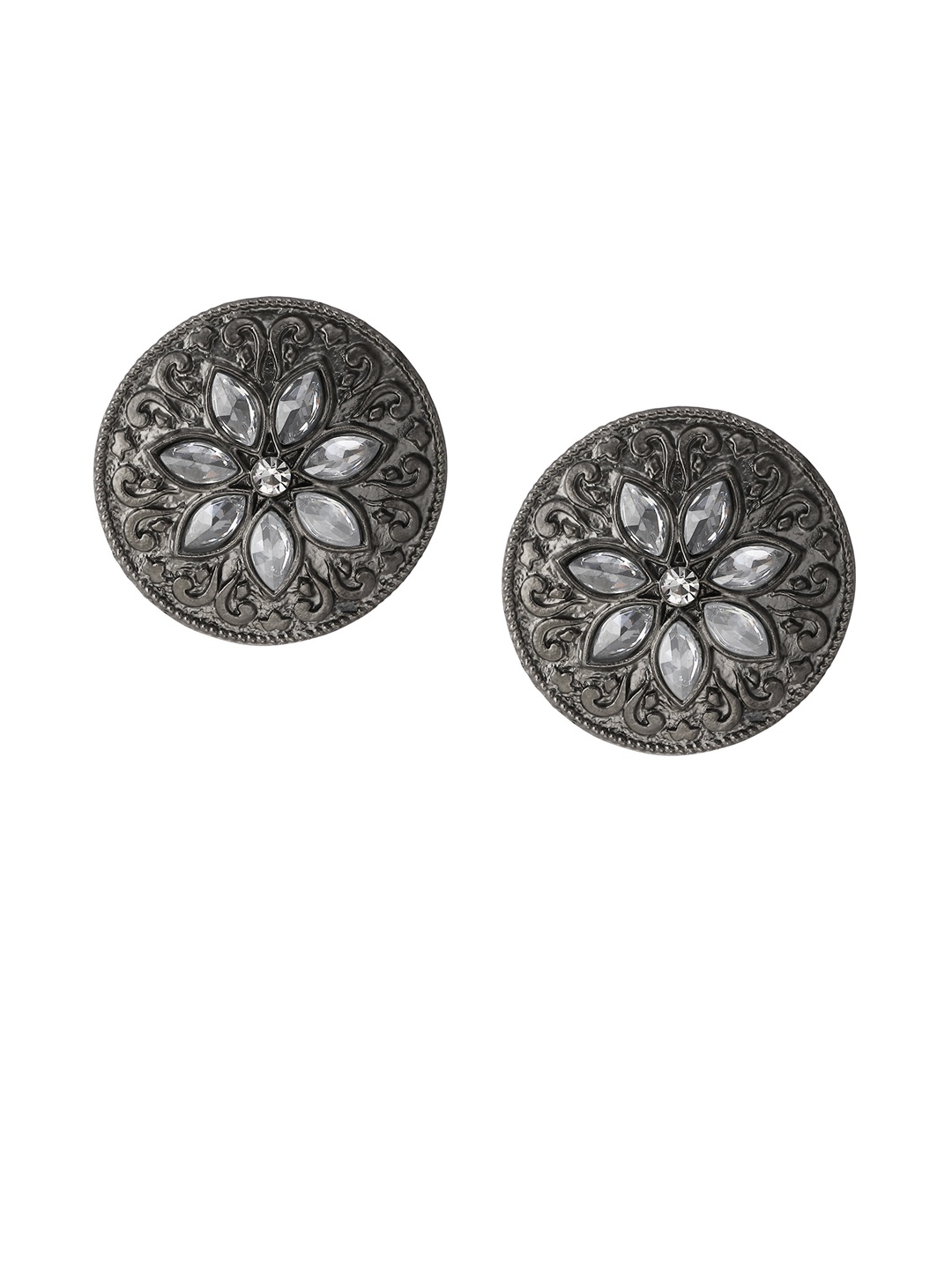 

Rubans Silver-Toned & White Classic Studs