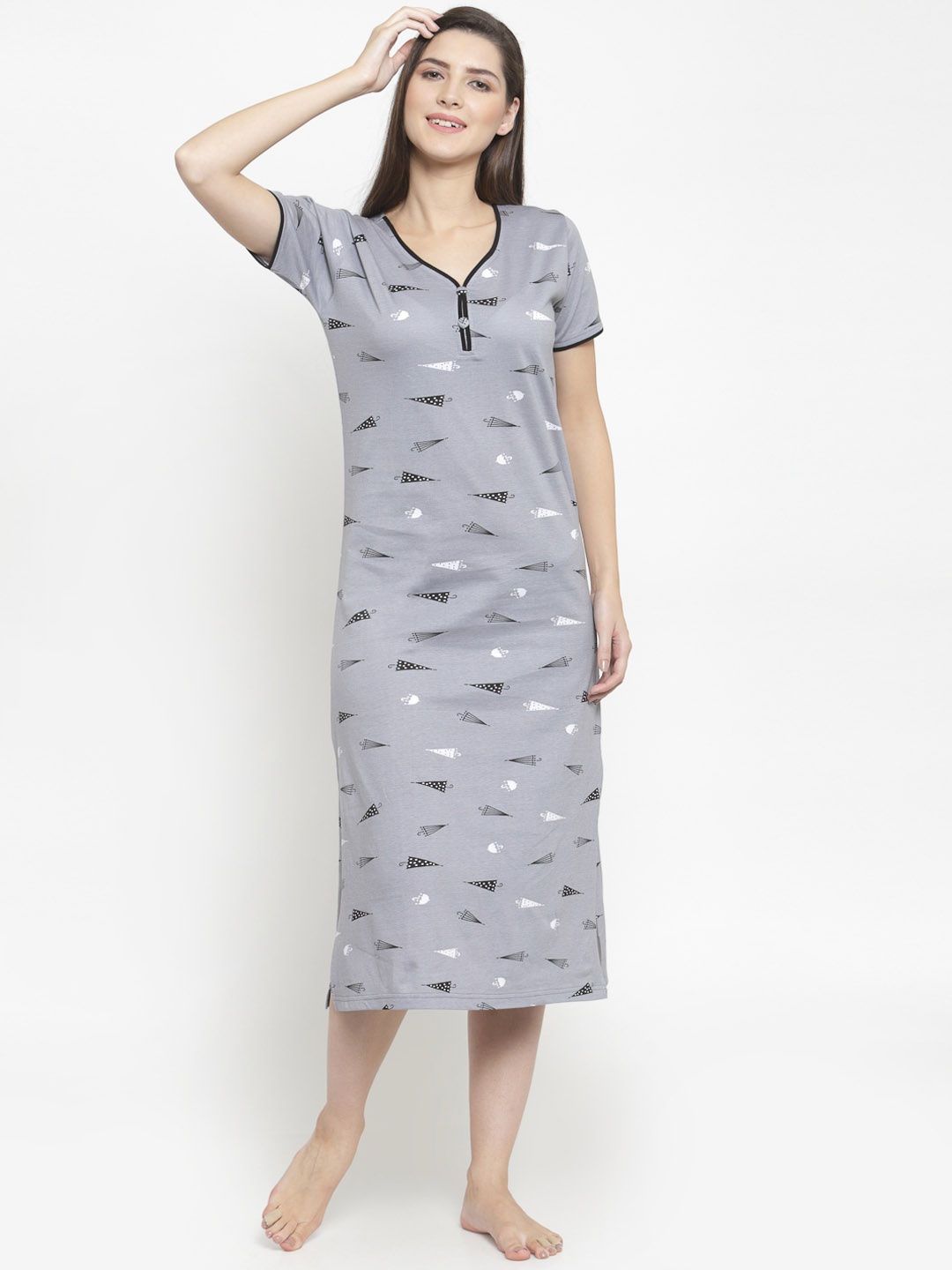 

Claura Grey Printed Nightdress