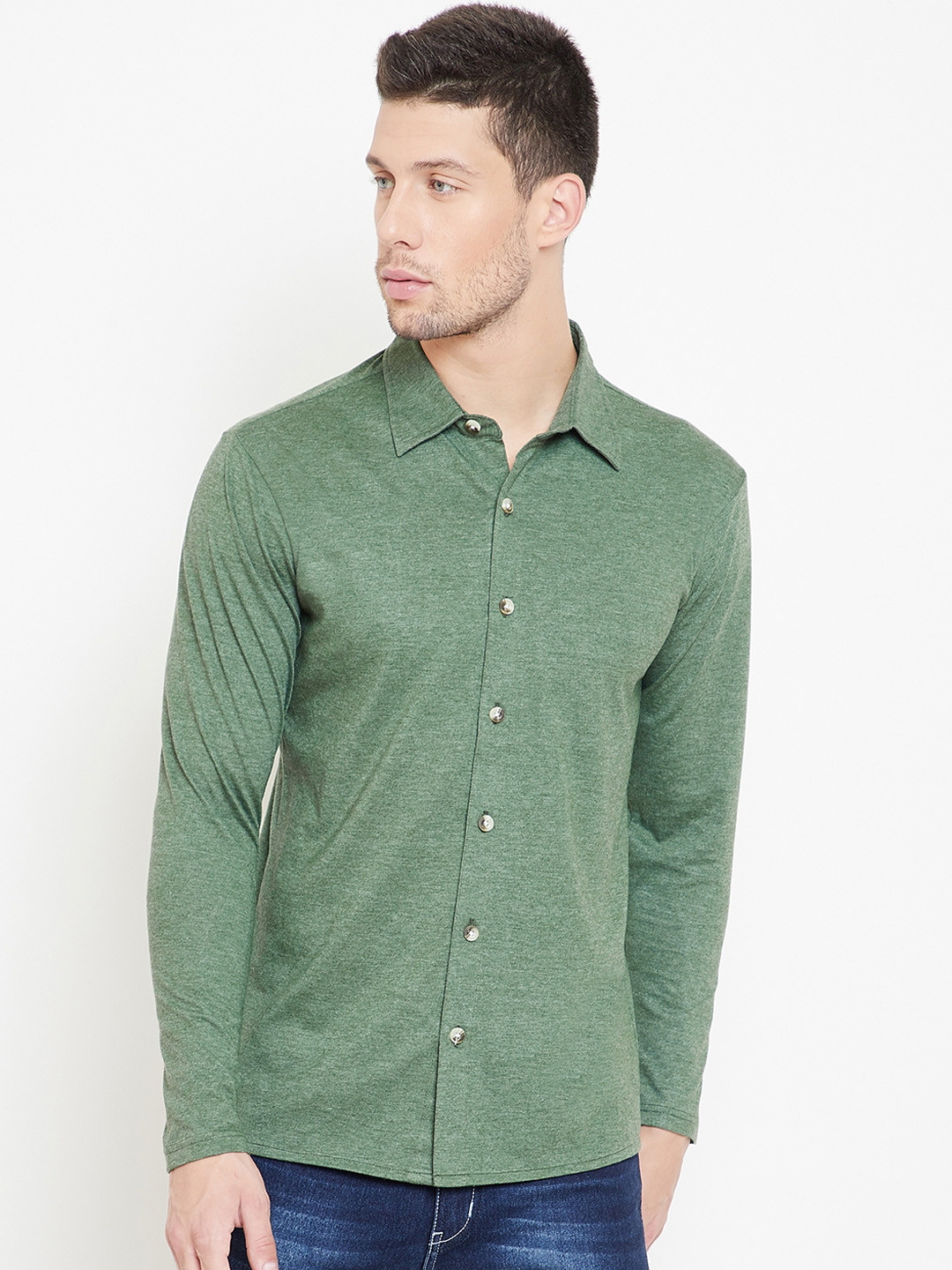 

GRITSTONES Men Green Regular Fit Self Design Casual Shirt