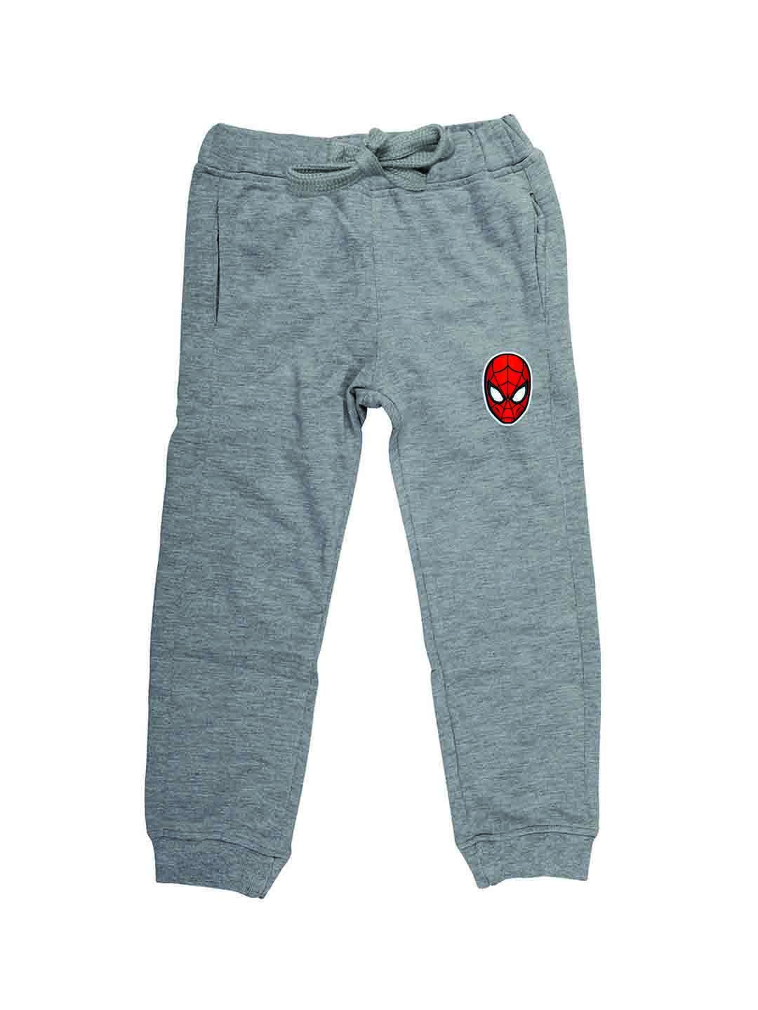 

Marvel by Wear Your Mind Kids Grey Melange Spiderman Print Pure Cotton Joggers