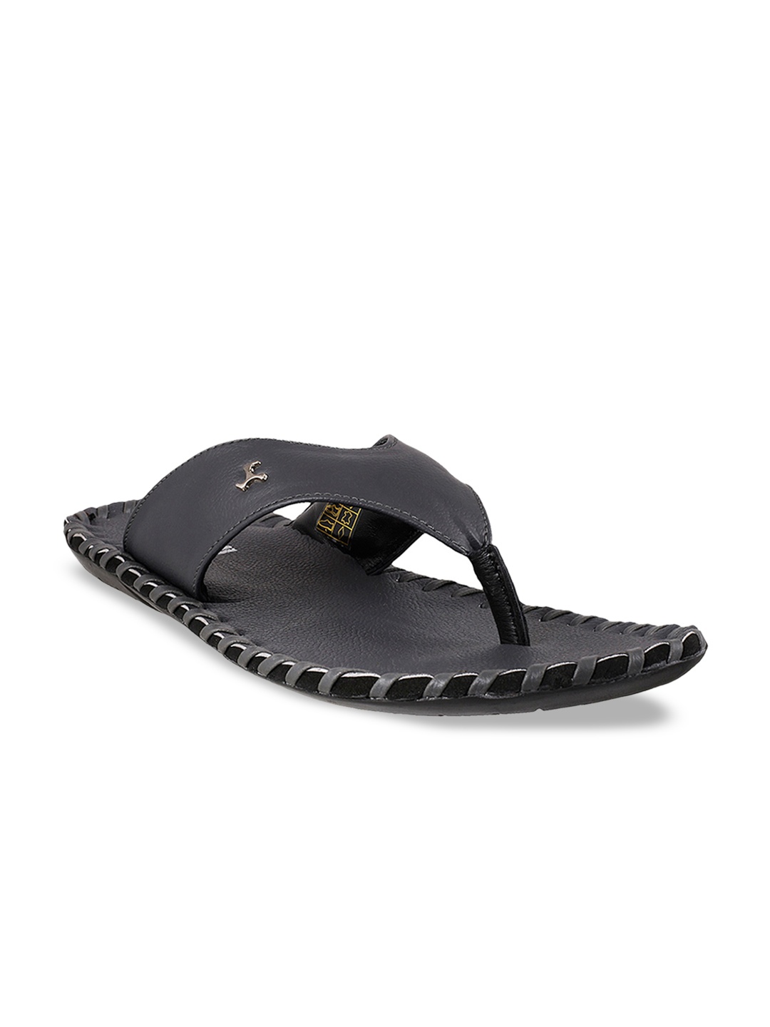 Mochi Men Grey Leather Comfort Sandals