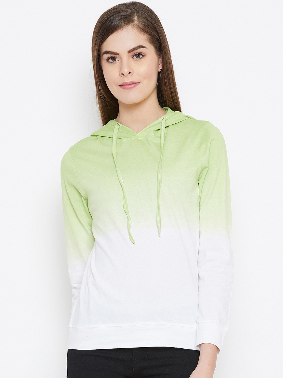 

GRITSTONES Women White Dyed Hood T-shirt