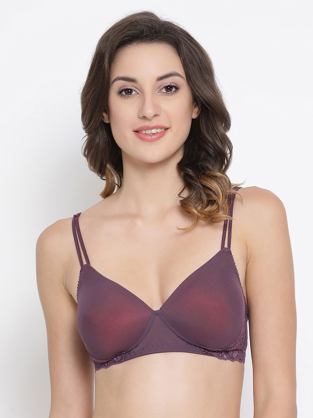 

Clovia Purple Solid Non-Wired Lightly Padded T-shirt Bra BR1909P1532B