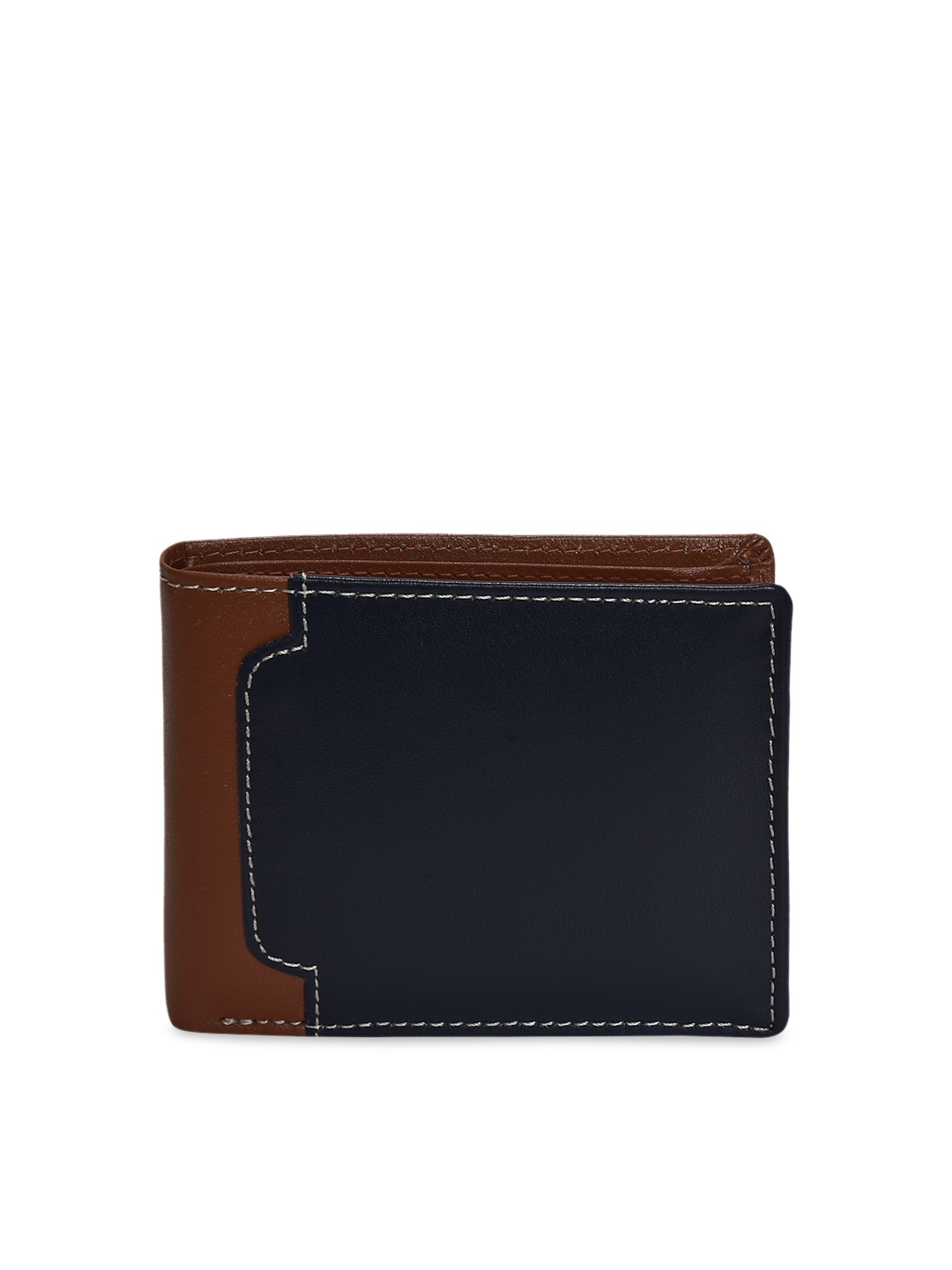 

Peseta Men Black & Brown Colourblocked Genuine Leather Two Fold Wallet