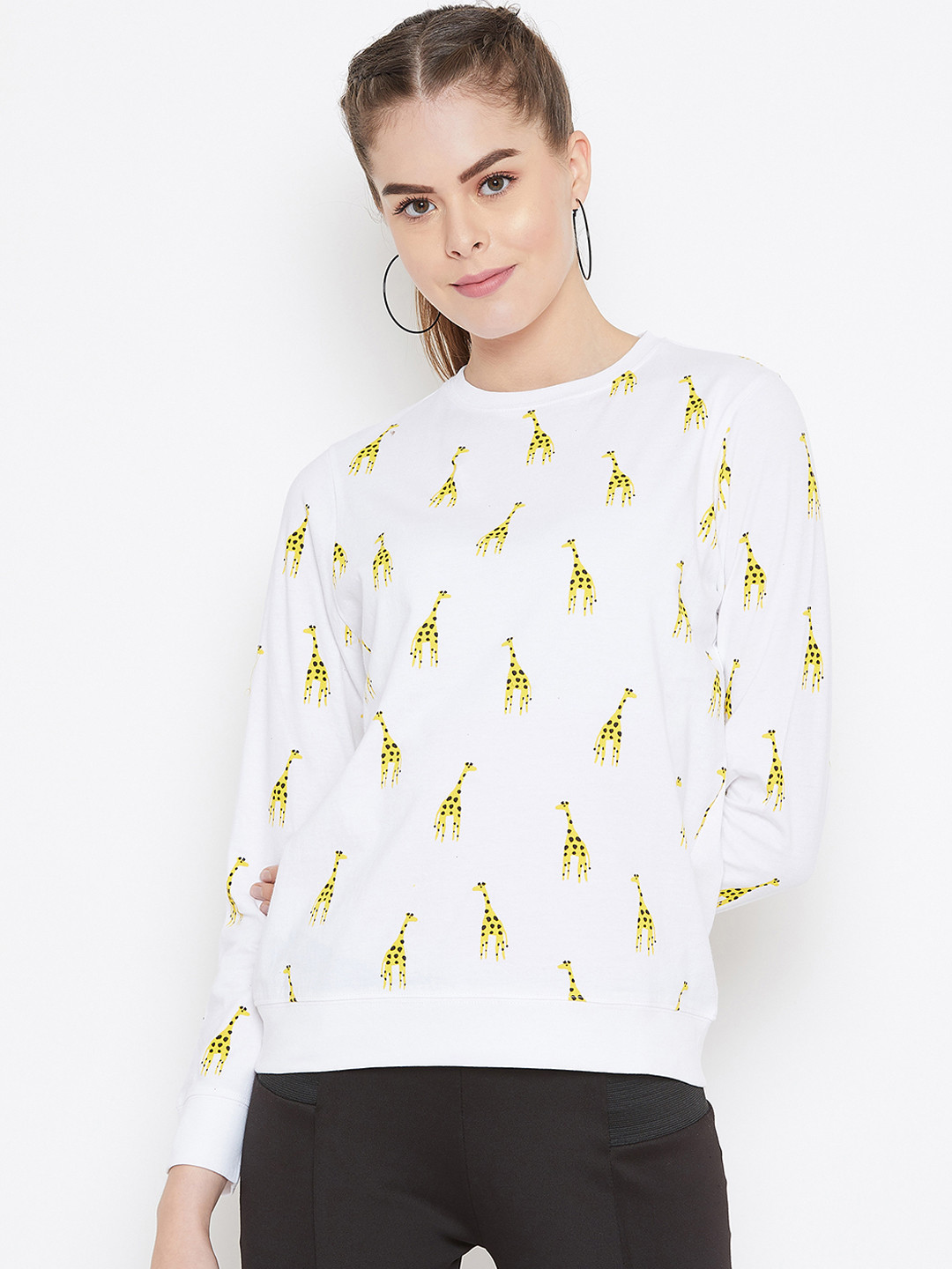 

GRITSTONES Women White Printed Round Neck T-shirt