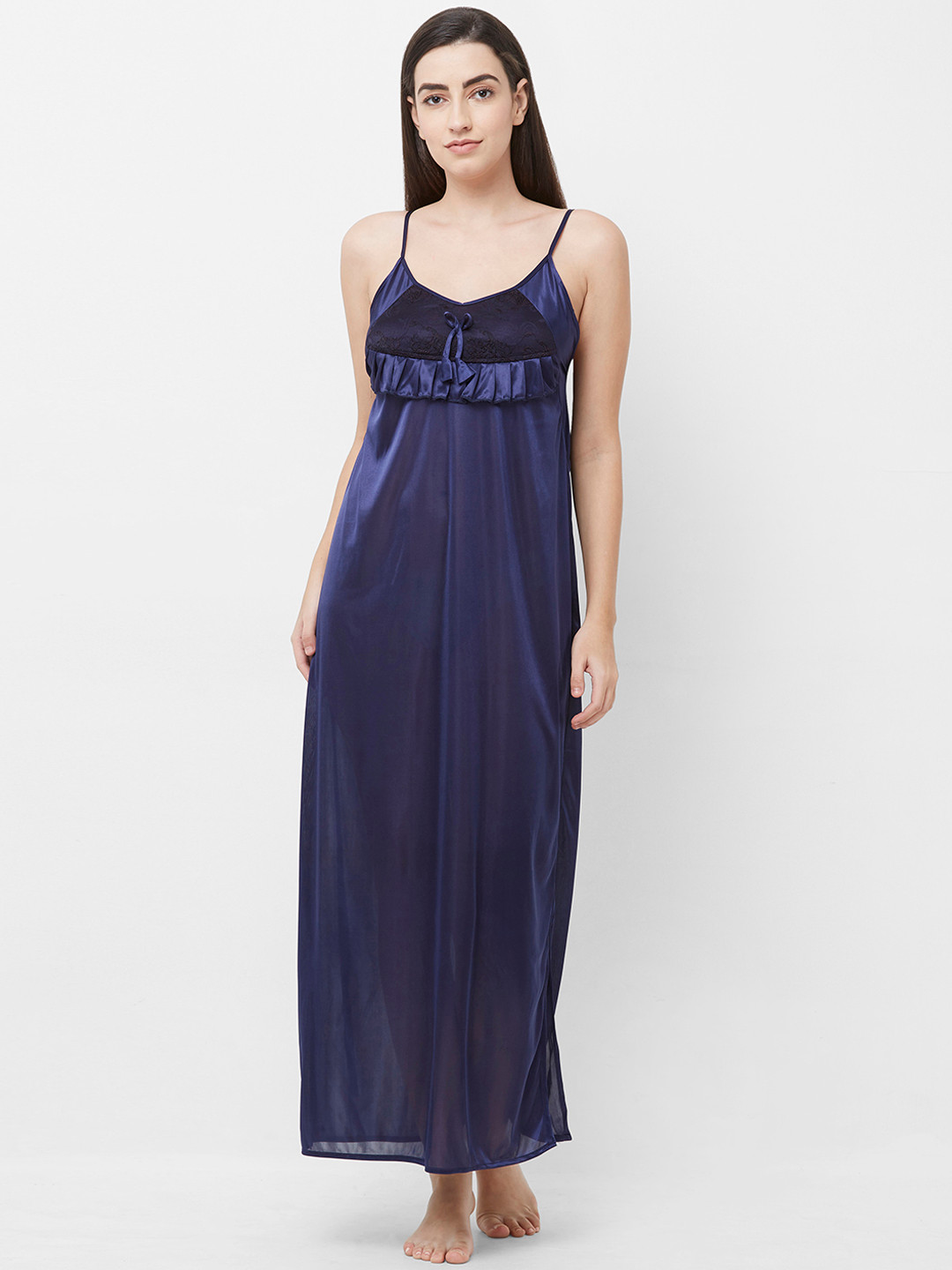

FashionRack Navy Blue Solid Nightdress