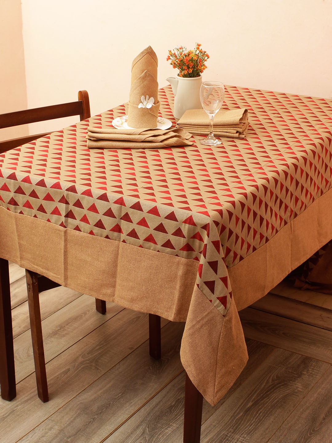 

Soumya Set of 7 Beige Printed 6 Seater Table Cover Set