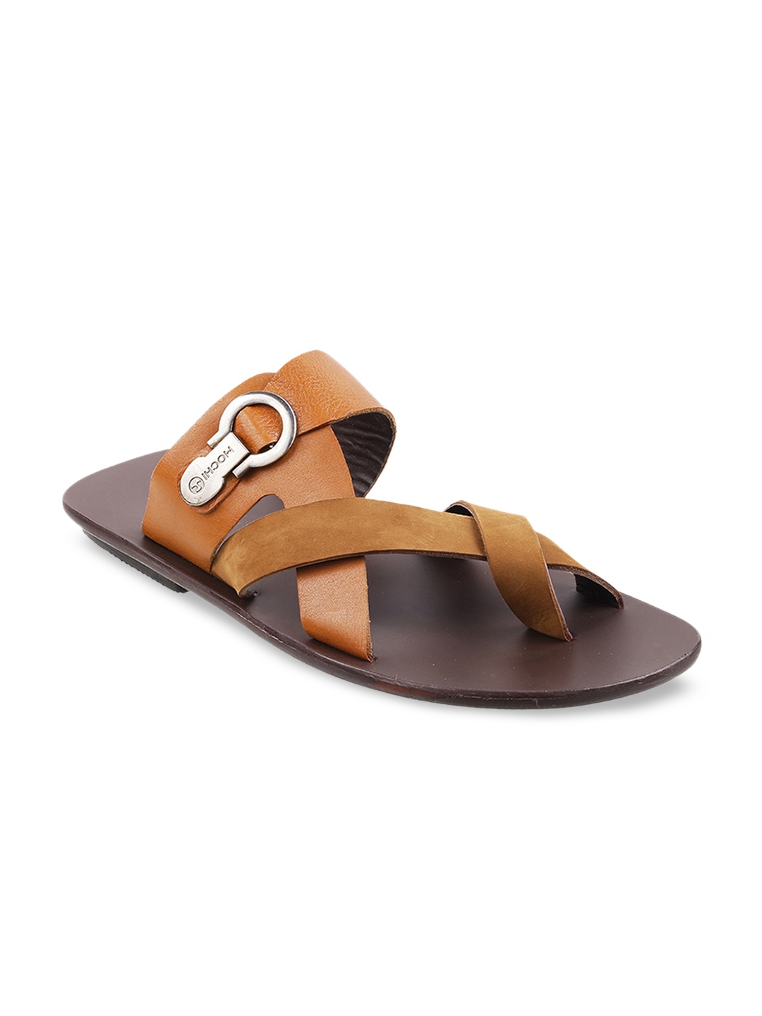 Mochi Men Tan Brown Leather Comfort Sandals