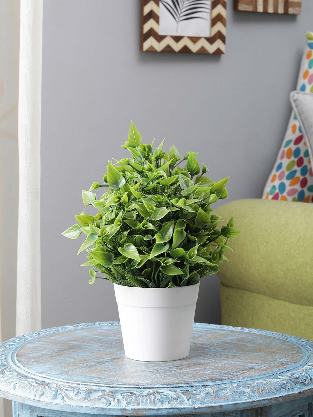 

FOLIYAJ Green Artificial Plant With White Pot