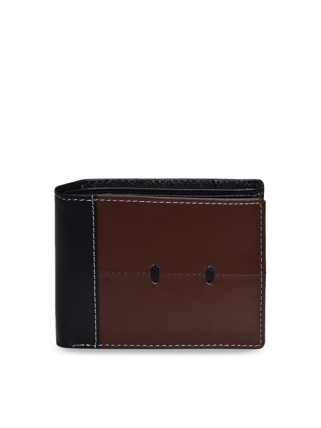 

Peseta Men Brown & Black Colourblocked Two Fold Genuine Leather Wallet