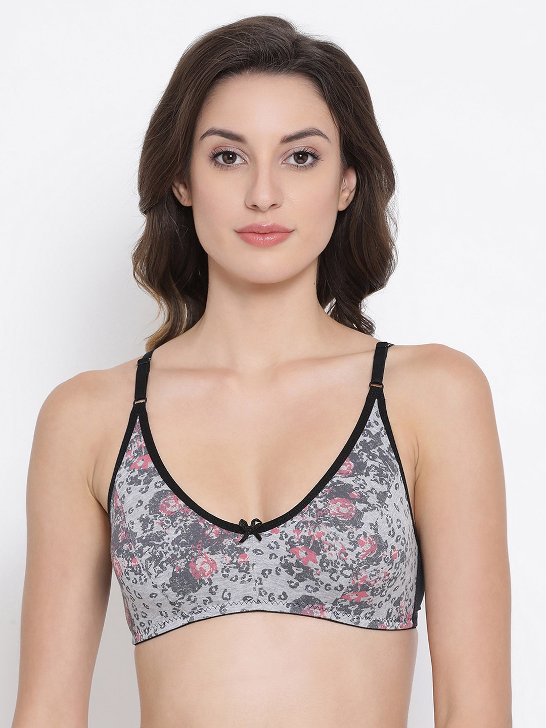 

Clovia Grey Printed Non-Wired Non Padded Everyday Bra BR1815S0532B