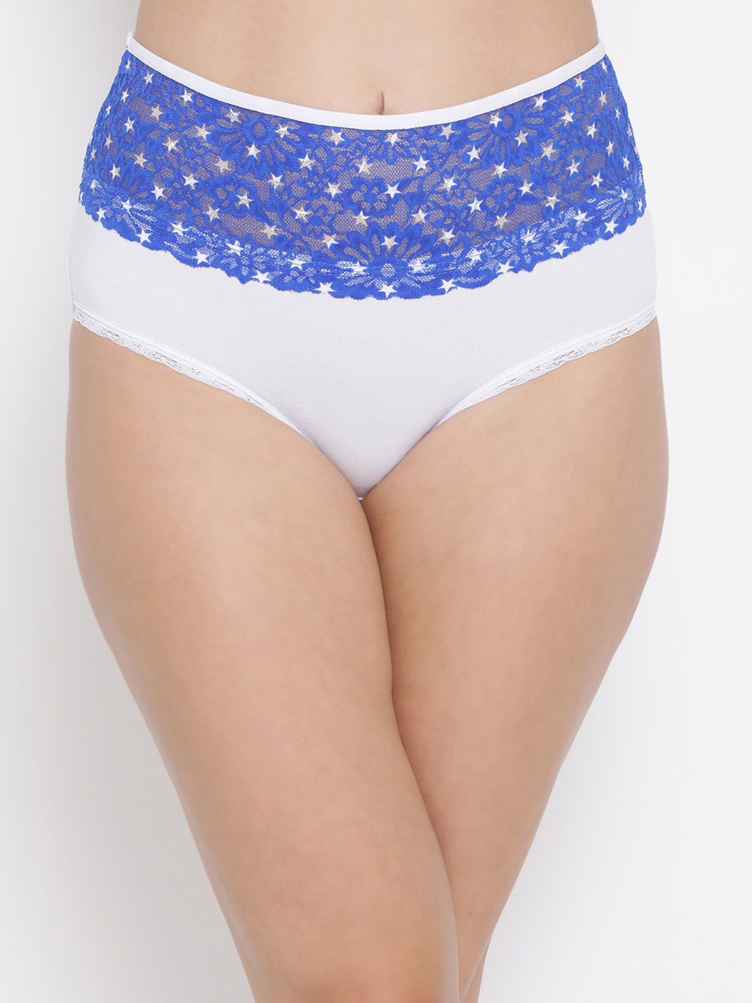 

Clovia Women White Solid High Rise Lace Hipster Briefs PN3301P18S