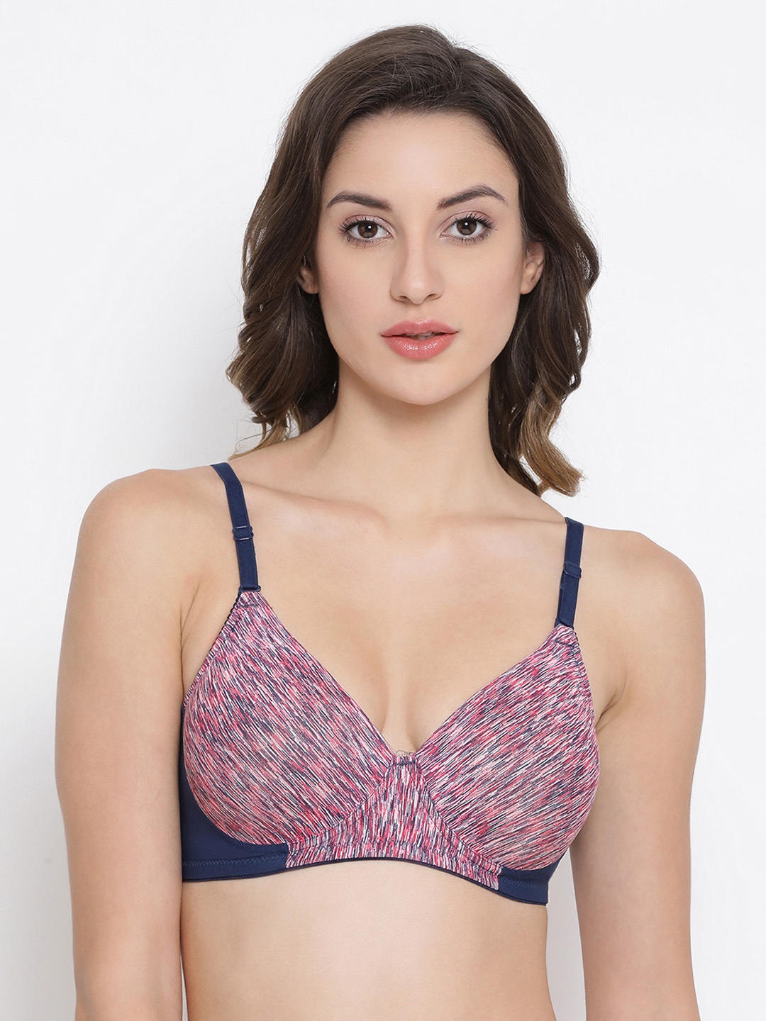 

Clovia Pink Printed Non-Wired Lightly Padded T-shirt Bra BR1486A1432B