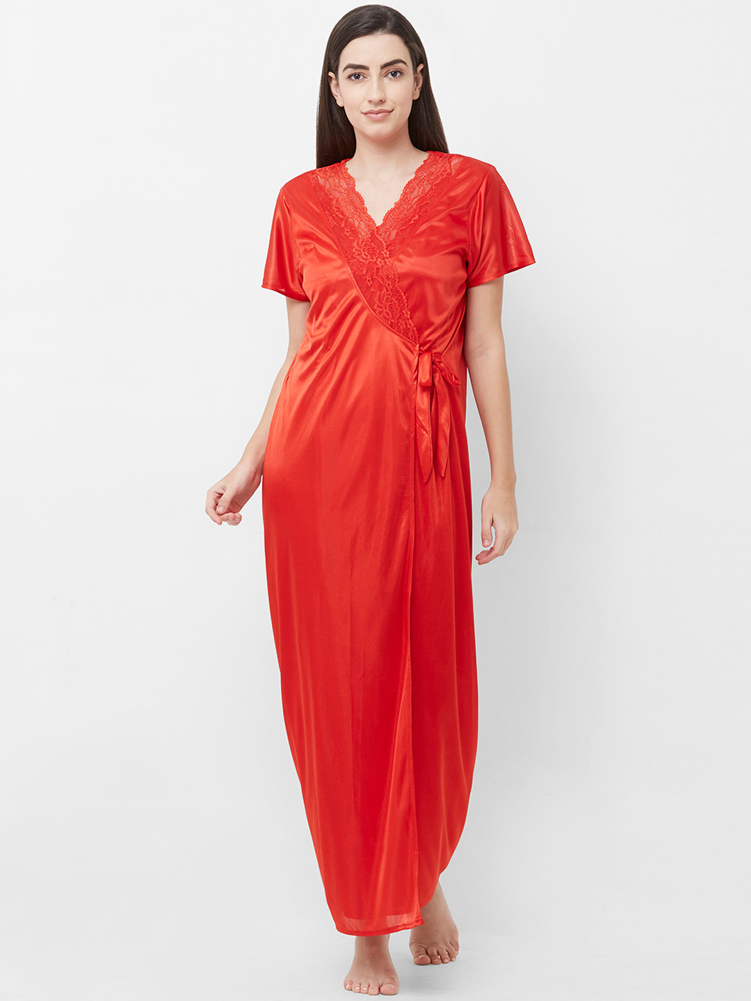 

FashionRack Orange Solid Nightdress