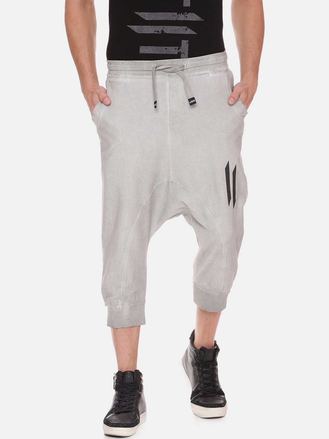 

ATTIITUDE Men Grey Solid Pure Cotton Joggers
