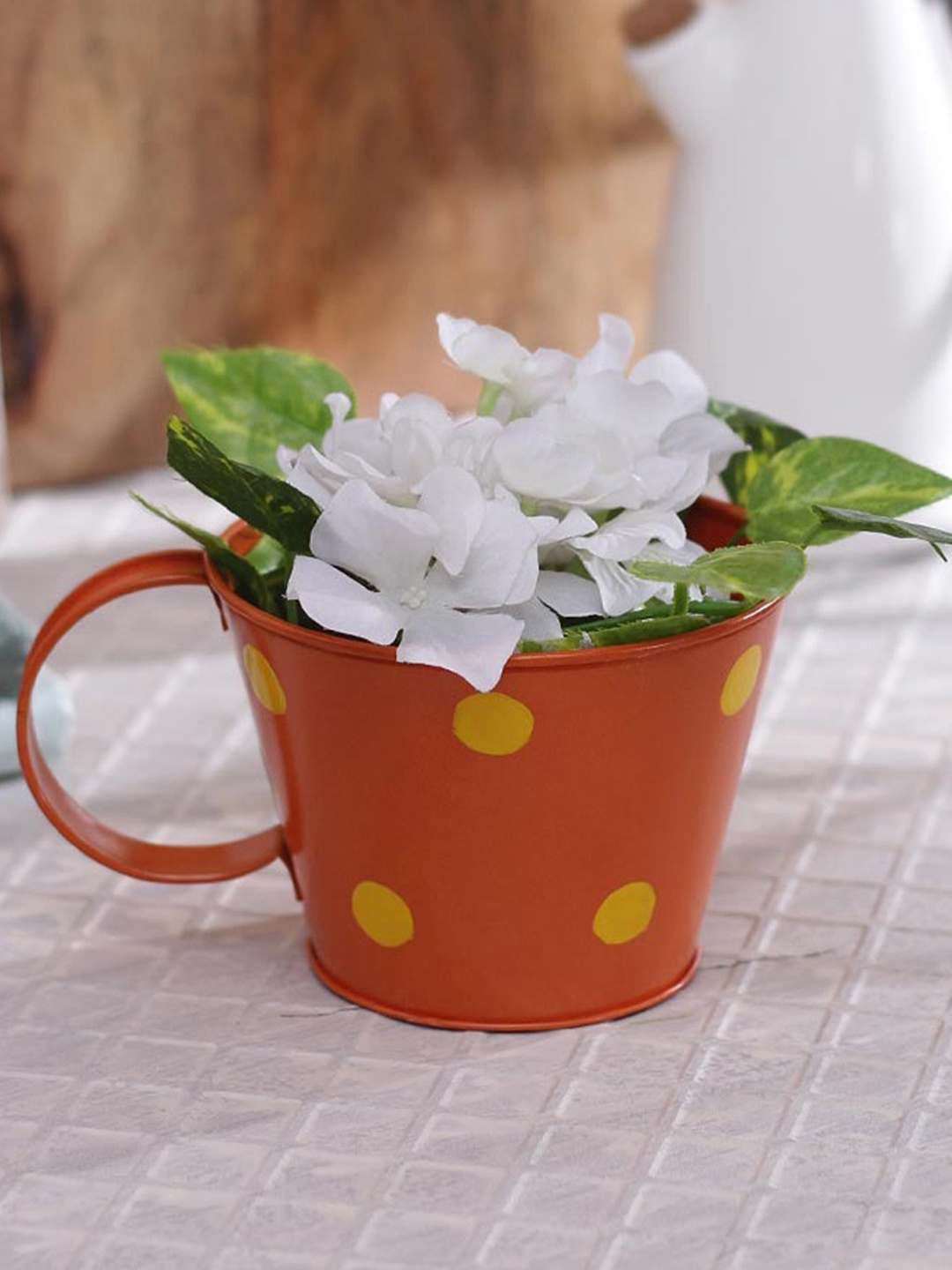 

green girgit Set of 2 Polka-Dot Printed Planters, Orange