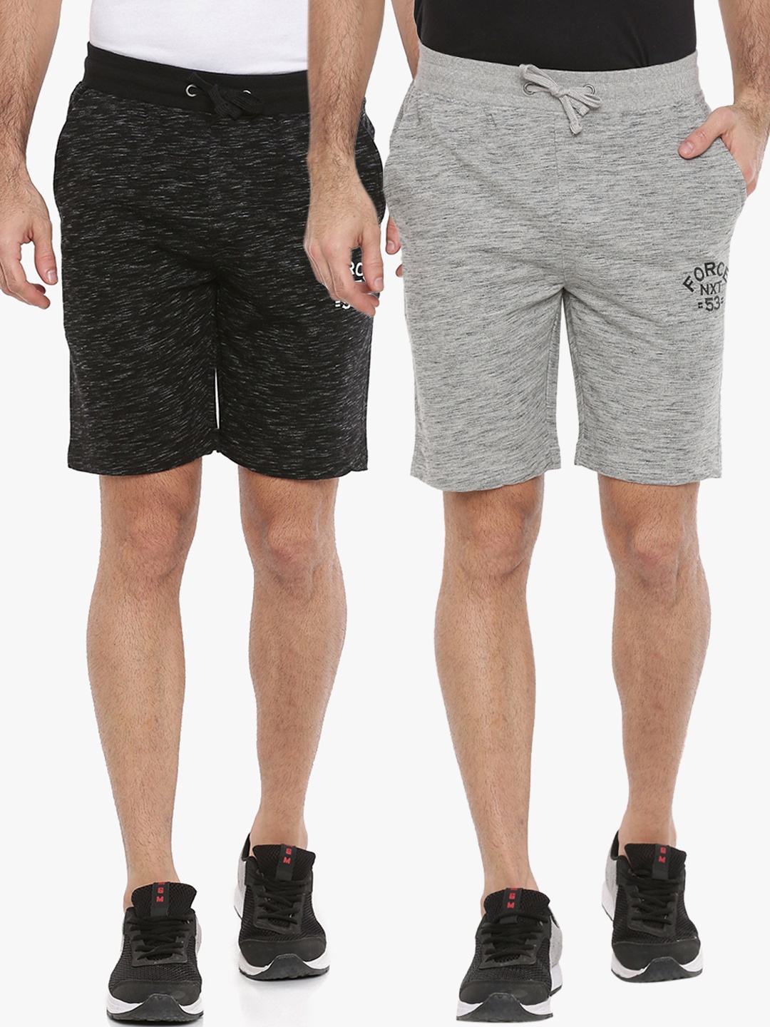 

Force NXT Men Pack Of 2 Super Combed Cotton Bermuda Shorts, Grey