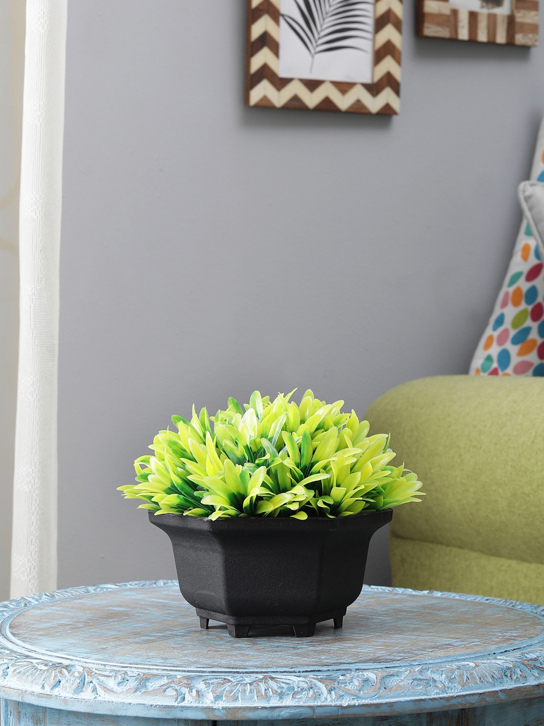 

FOLIYAJ Green Artificial Plant With Black Pot