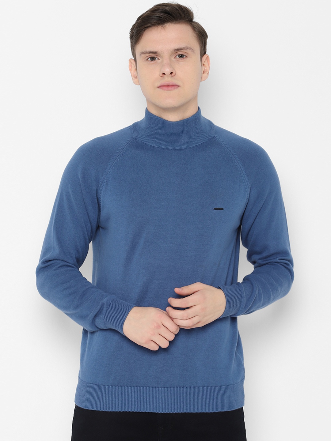 

People Men Blue Solid Sweater