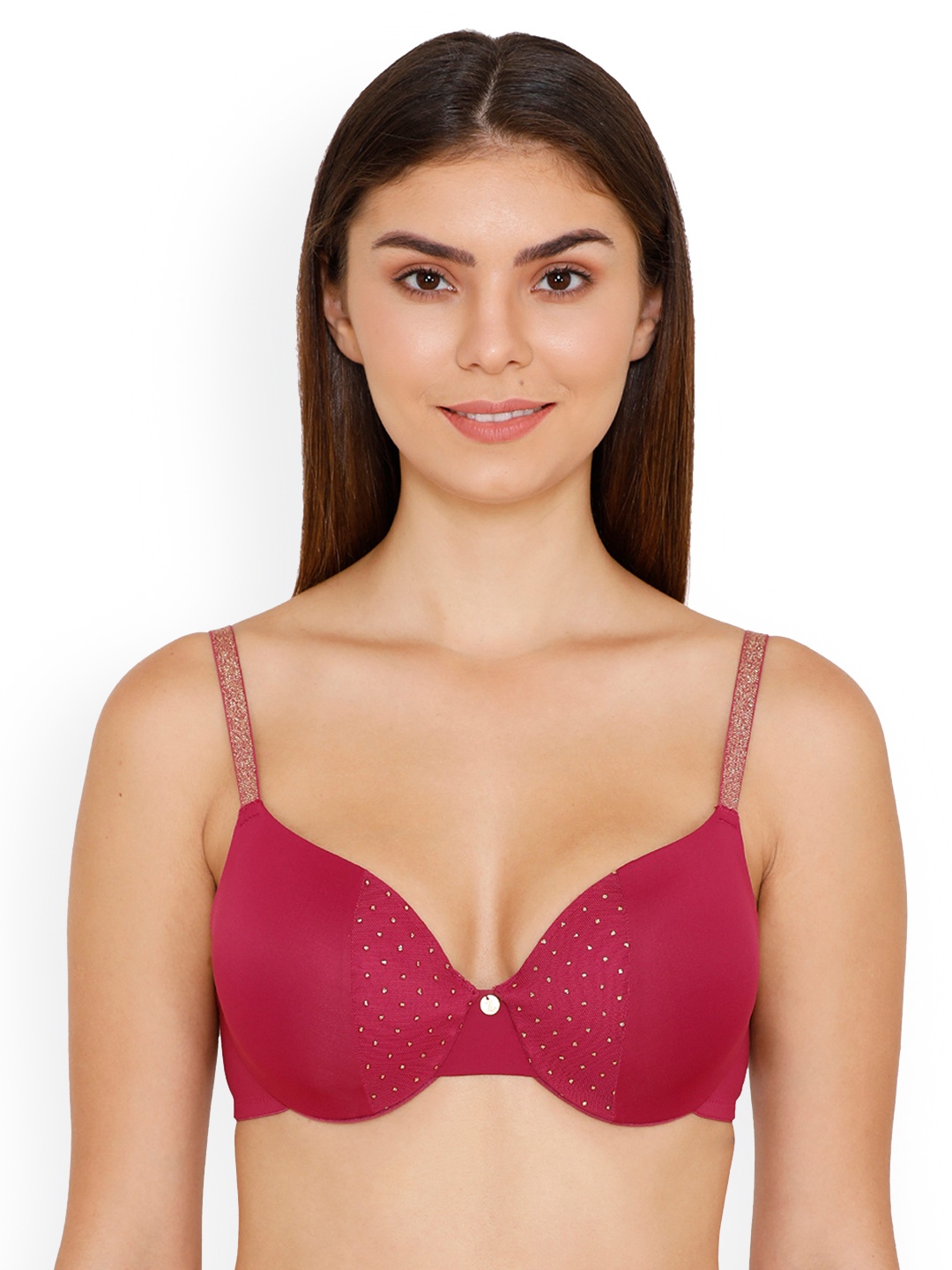 

Zivame Pink Printed Underwired Lightly Padded T-shirt Bra