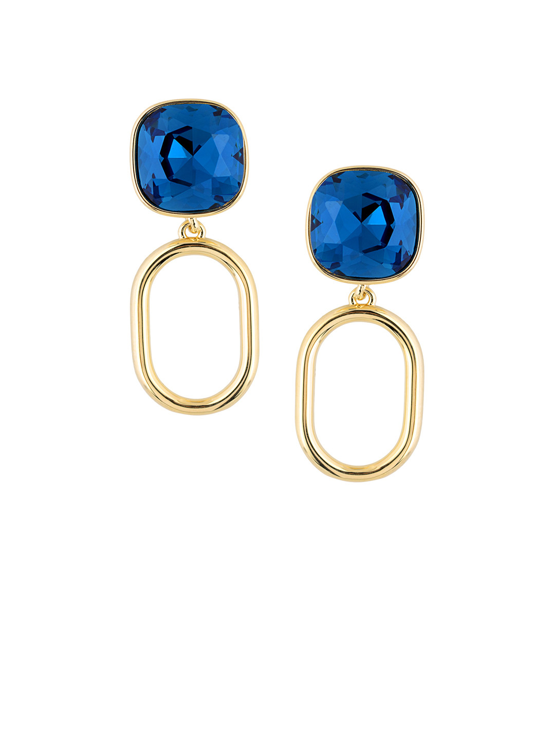 

E2O Gold-Plated & Blue Square Drop Earrings