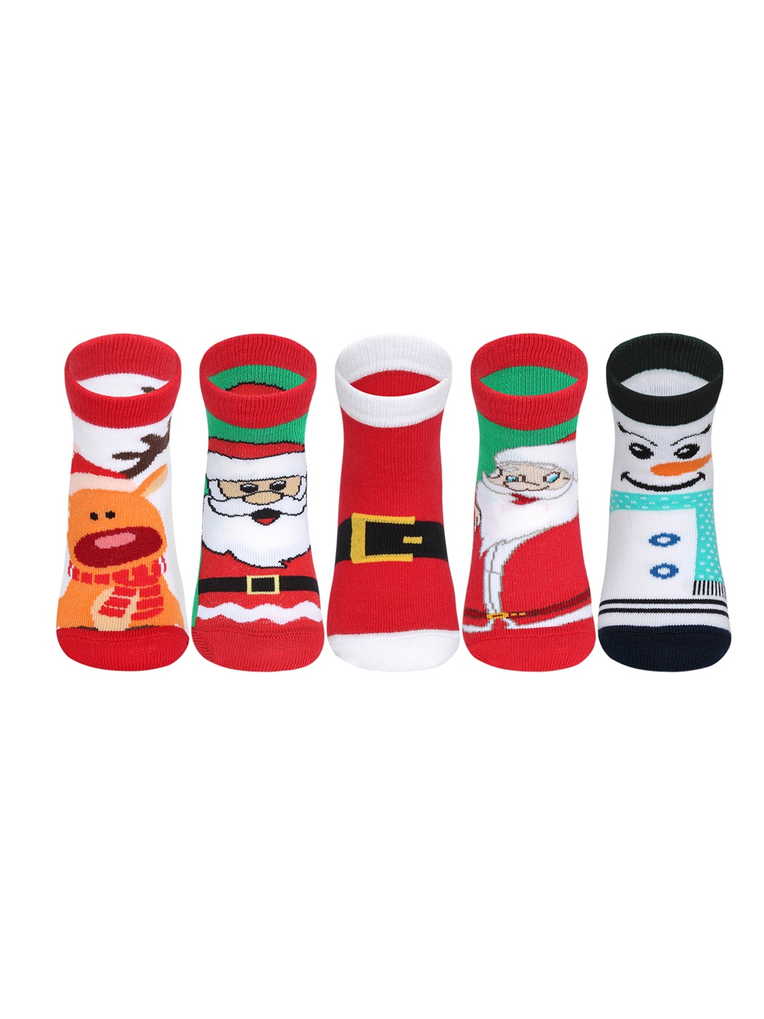 

Supersox Kids Pack of 5 Multicoloured Christmas Patterned Ankle-Length Socks, Multi