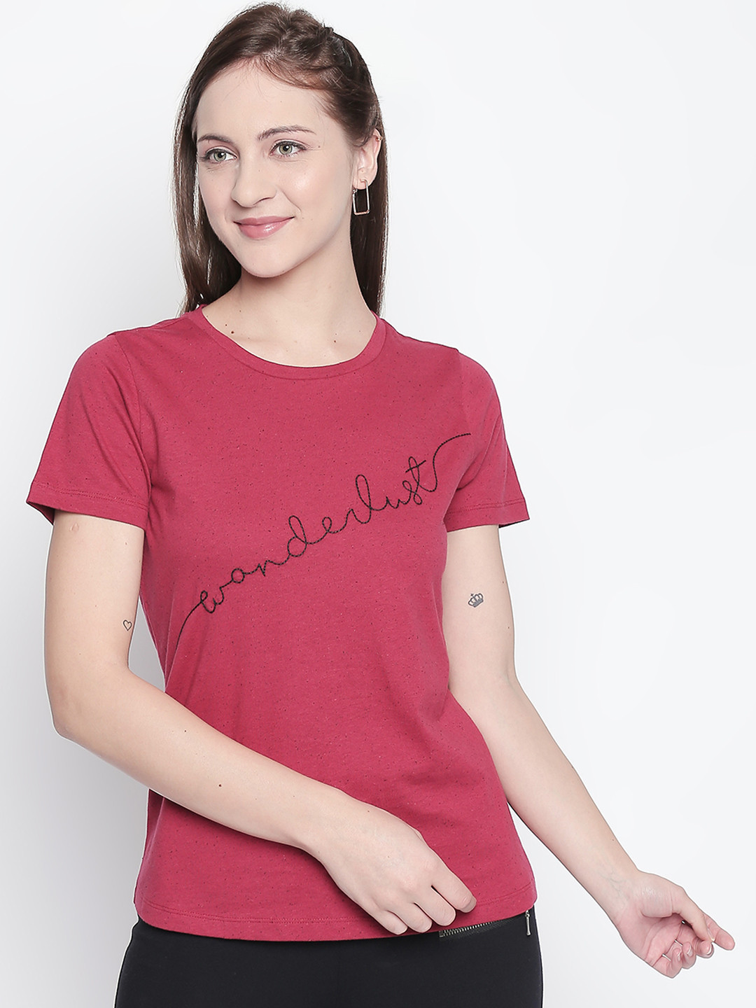 

Honey by Pantaloons Women Pink Printed Round Neck T-shirt