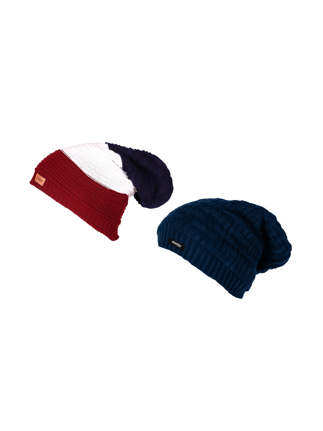 

Knotyy Men Set of 2 Solid Beanies, Multi