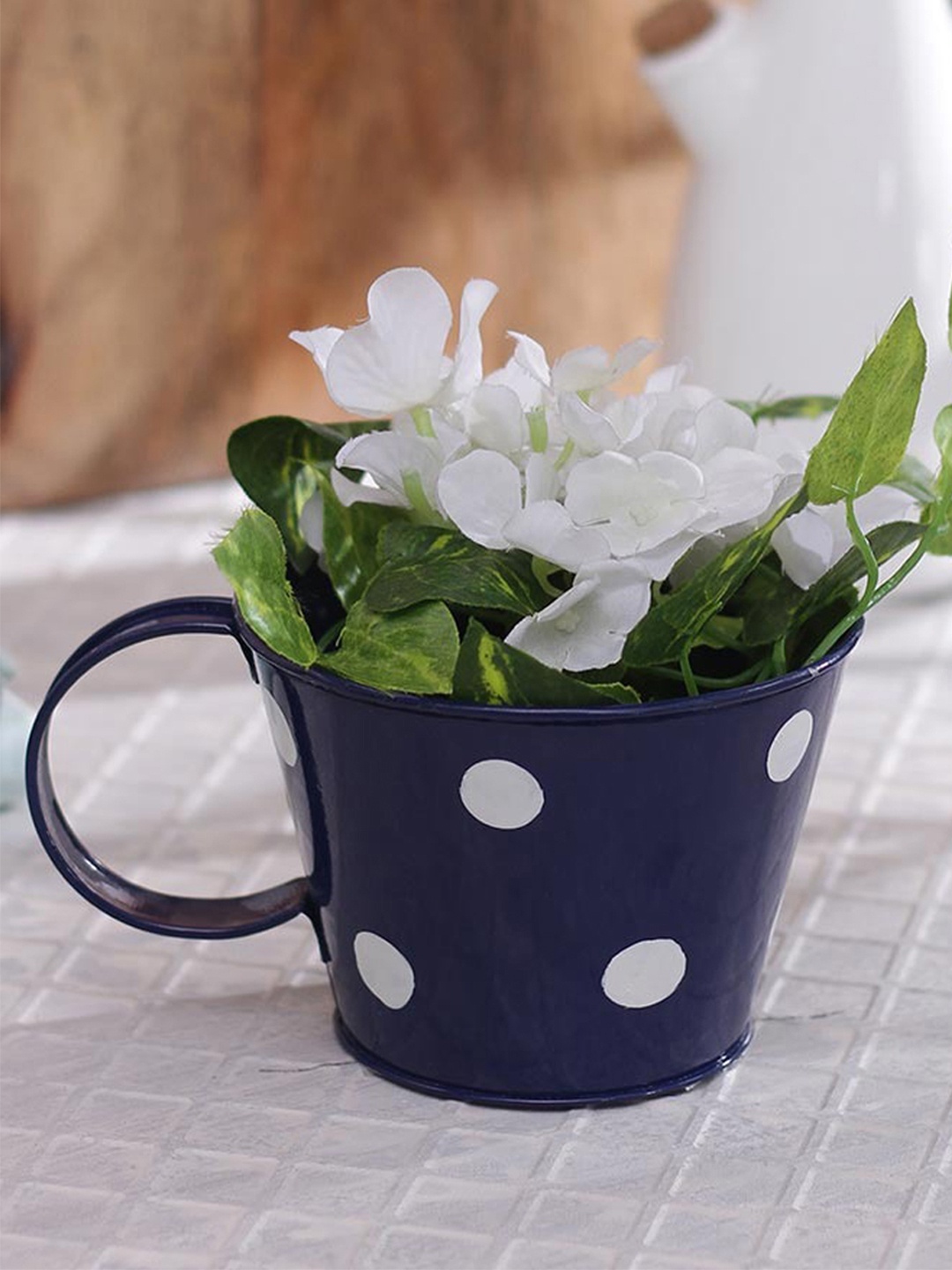 

green girgit Set of 2 Polka-Dot Printed Planters, Blue