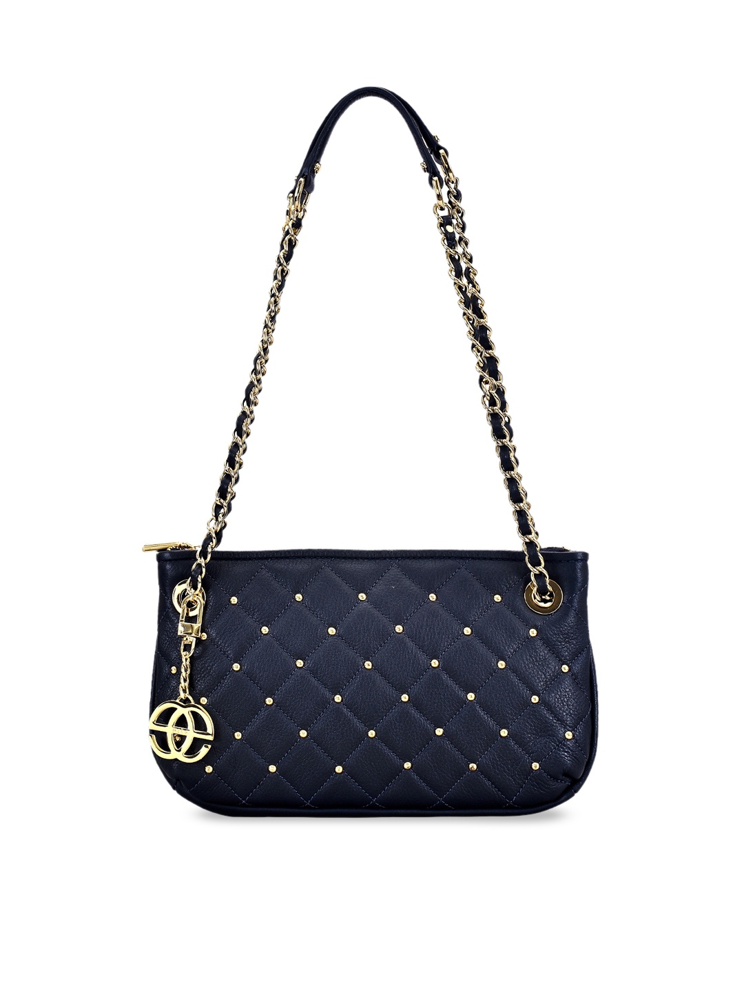 

Eske Navy Blue Embellished Leather Shoulder Bag