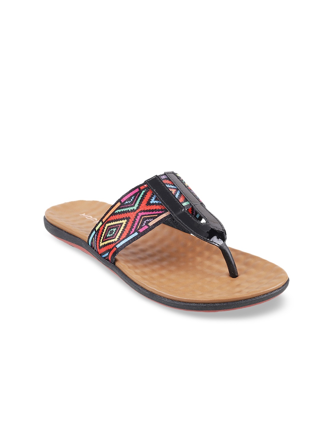 

Mochi Women Black Printed T-Strap Flats