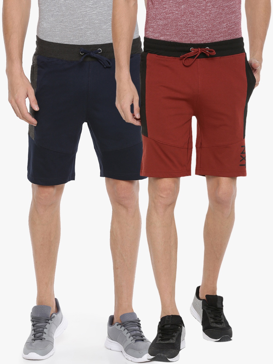 

Force NXT Men Solid Pack of 2 Super Combed Cotton Bermuda, Navy blue