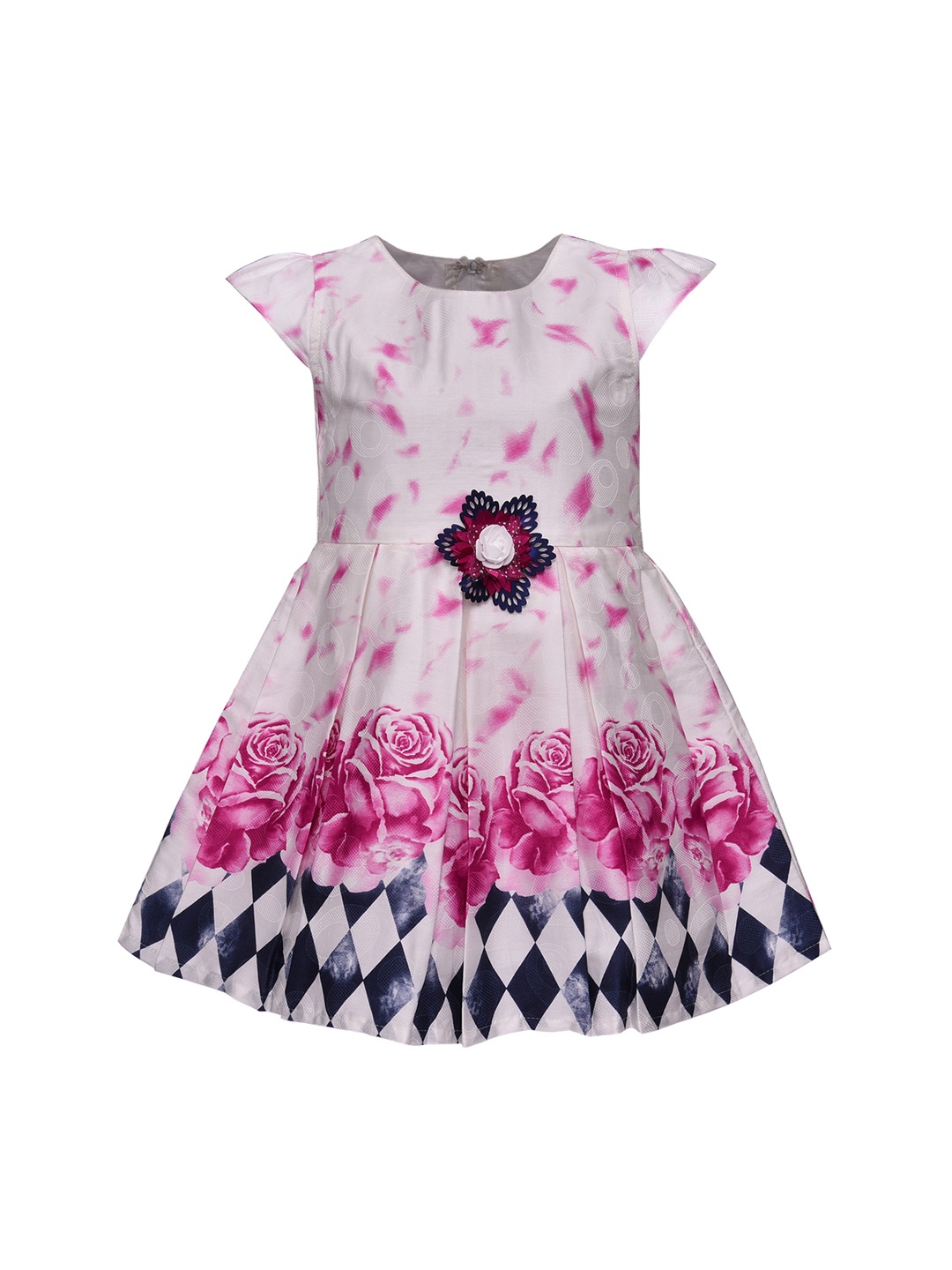

Wish Karo Girls Pink & White Printed Fit and Flare Dress