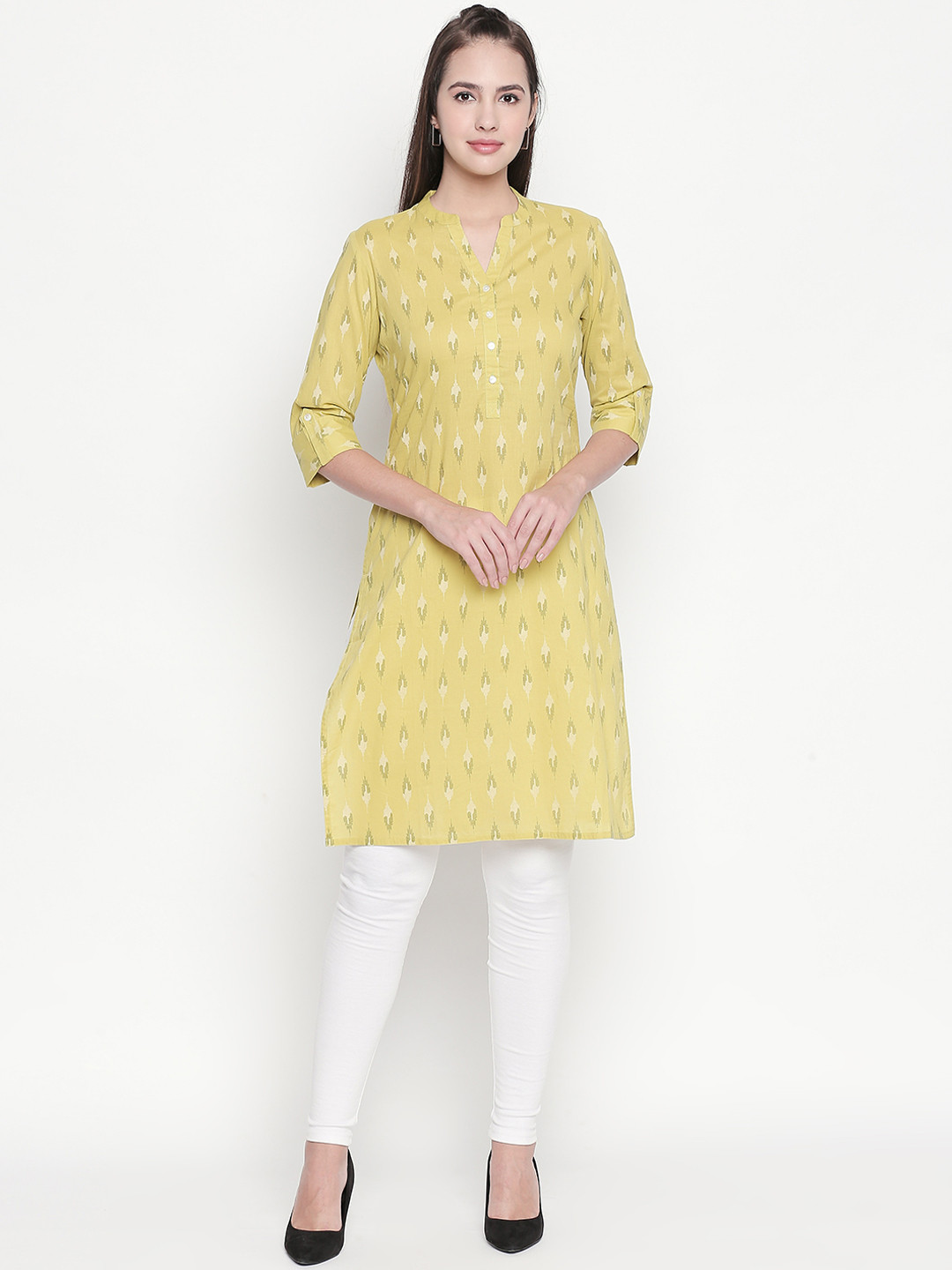 

RANGMANCH BY PANTALOONS Women Lime Green Printed Straight Kurta